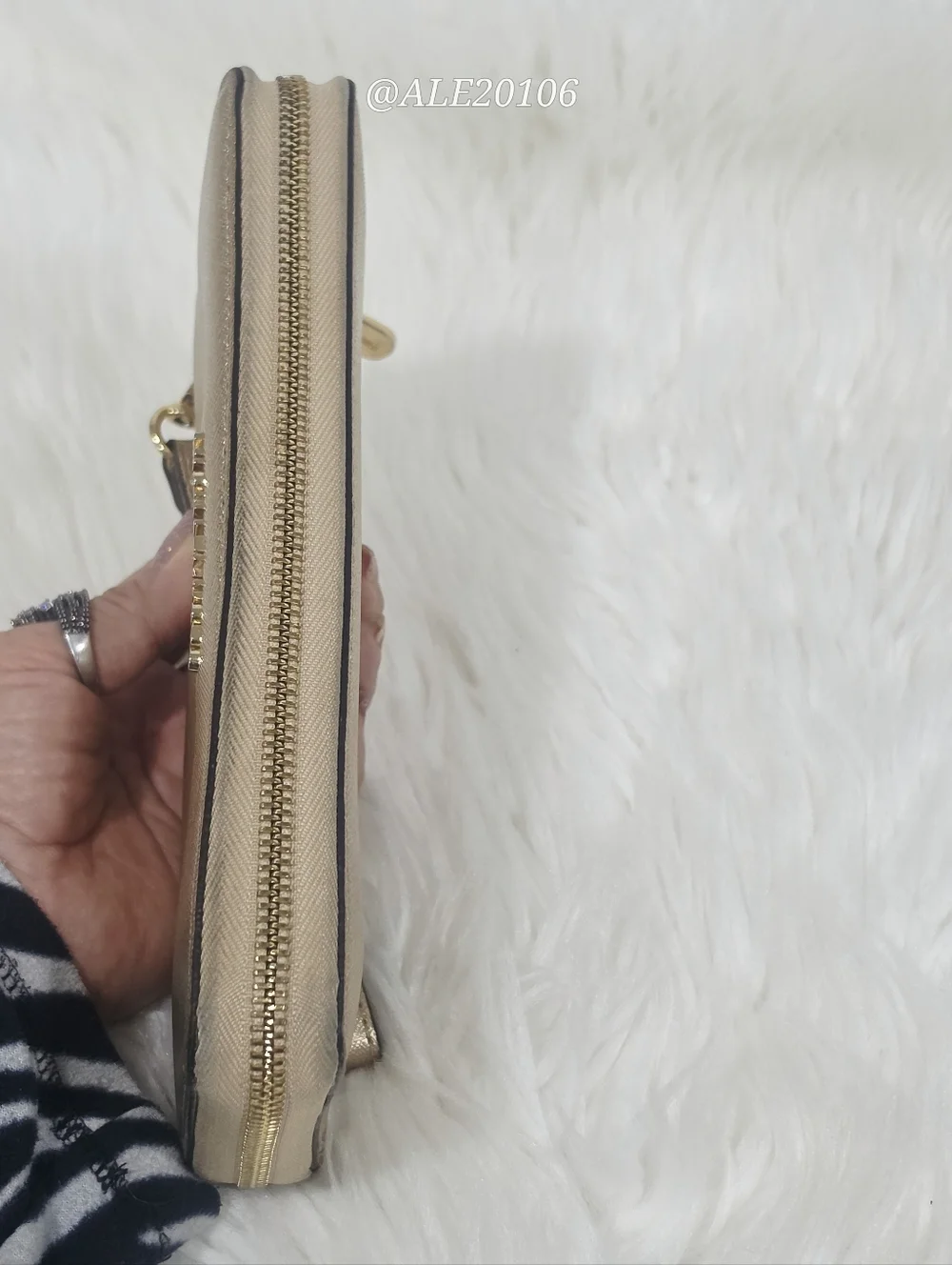 Michael Kors Gold Zip Around Wallet Wristlet Saffiano Leather Clutch